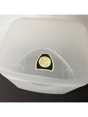 Vtg White/Gold Oil Of Olay Face Wipe Tub Container Storage Box Saver